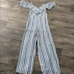Striped Cold Shoulder Jumpsuit